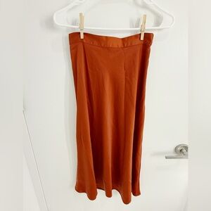 H&M Rust Orange Satin Effect Midi Skirt